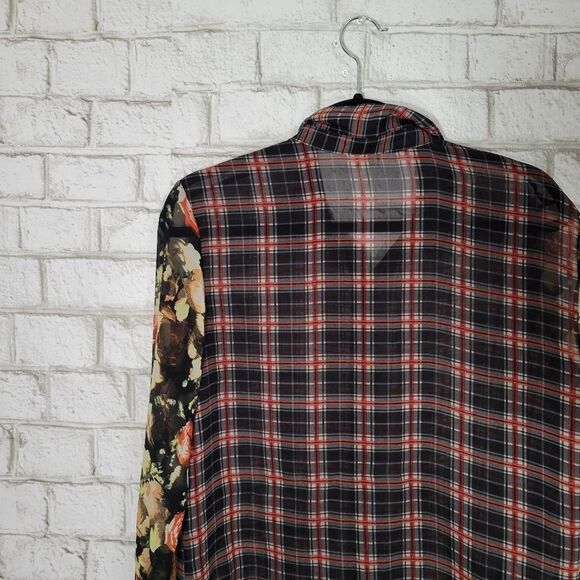 Sans Souci chiffon plaid blouse - Picture 9 of 12